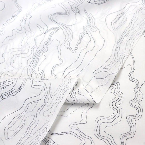 white cotton lawn map line print fabric Hokkoh Japan