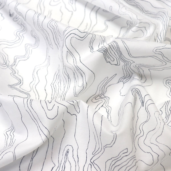 white cotton lawn map line print fabric Hokkoh Japan