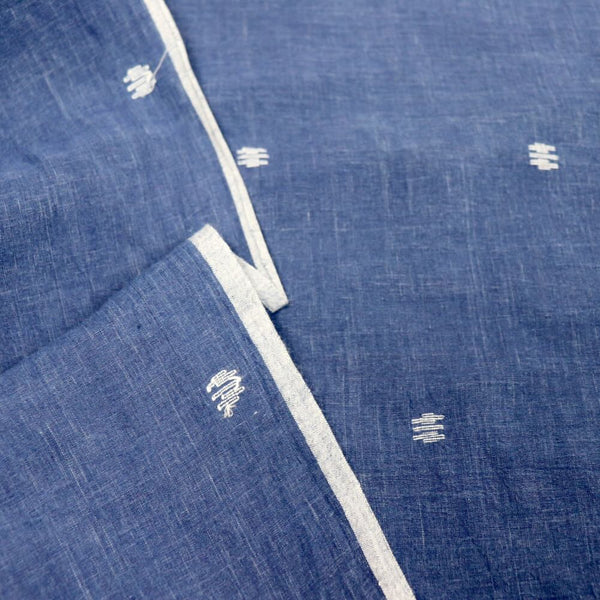 real indigo jamdani  khadi cotton fabric