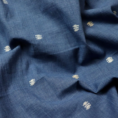 natural indigo dyed jamdani  khadi cotton fabric with silk