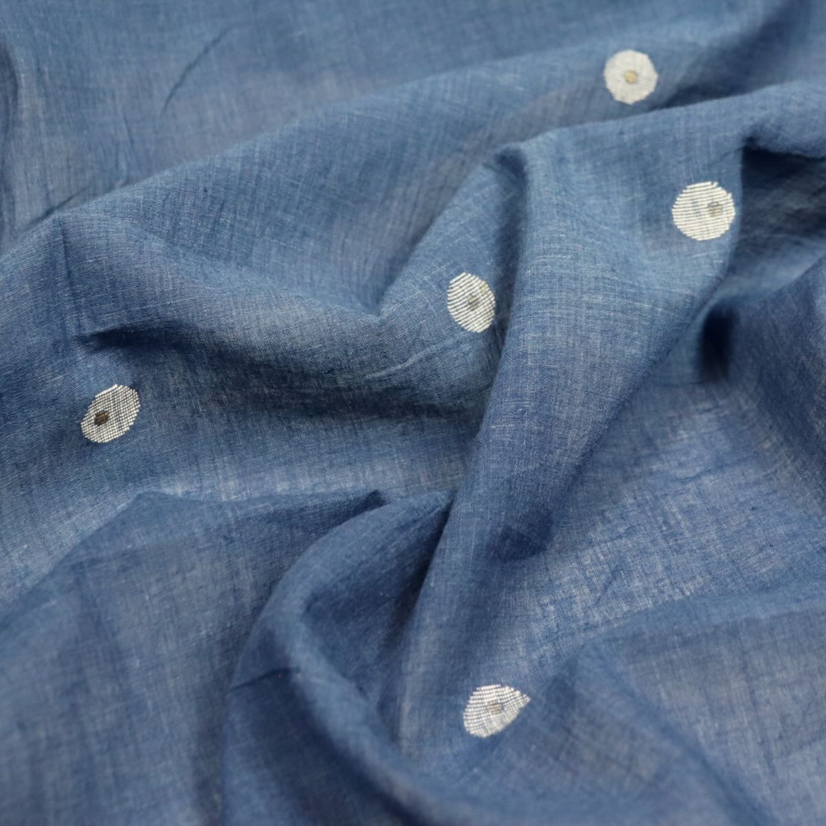 Swatch — Indigo Drop Jamdani Handloom Cotton