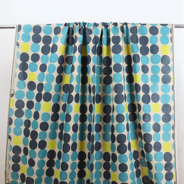 turquoise and grey dot linen by kei japan