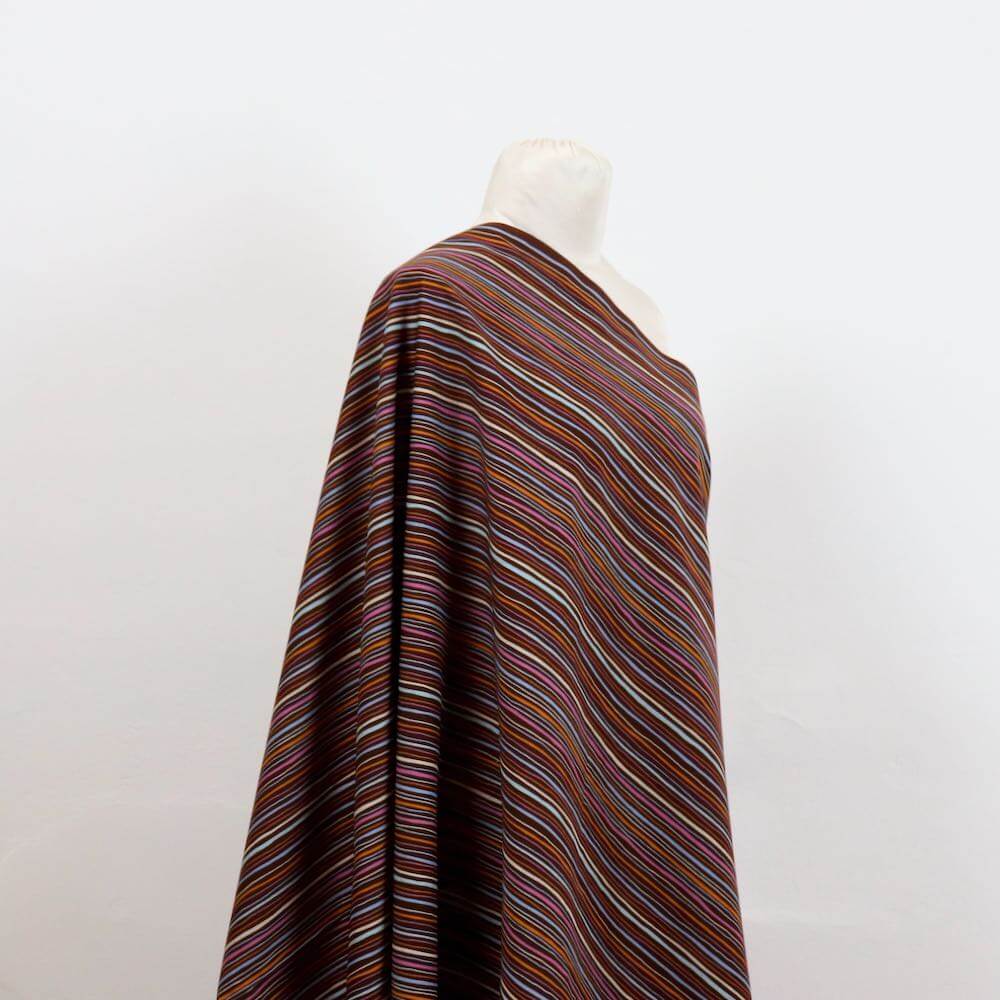 colorful brown striped cotton fabric from Japan