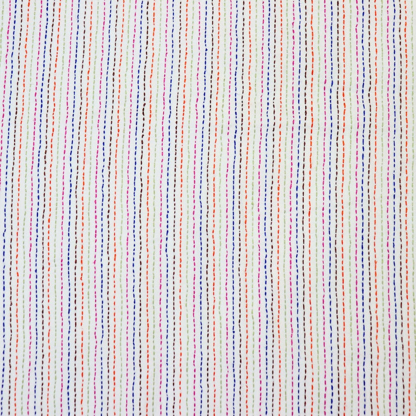 Red - Bengal Kantha Hand Embroidered Cotton Unstitched Kurta Material (2.8M) 21