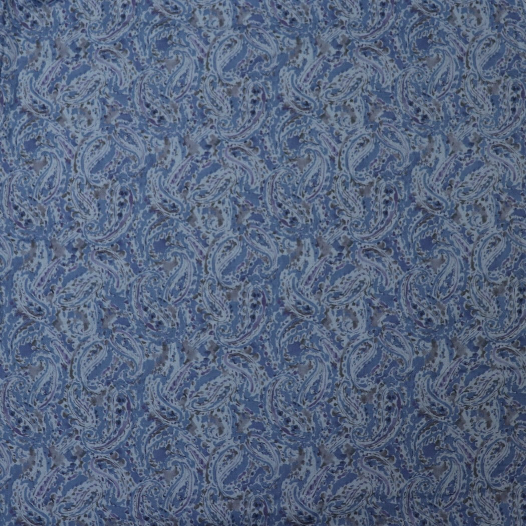 kokka YFA-31010-1 paisley print linen cotton blue