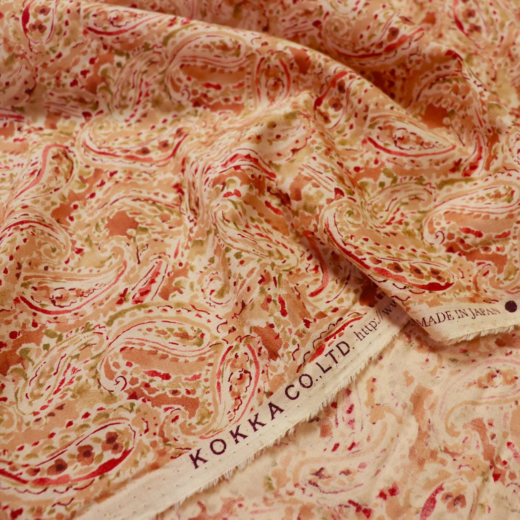 kokka YFA-31010-1 paisley print linen cotton