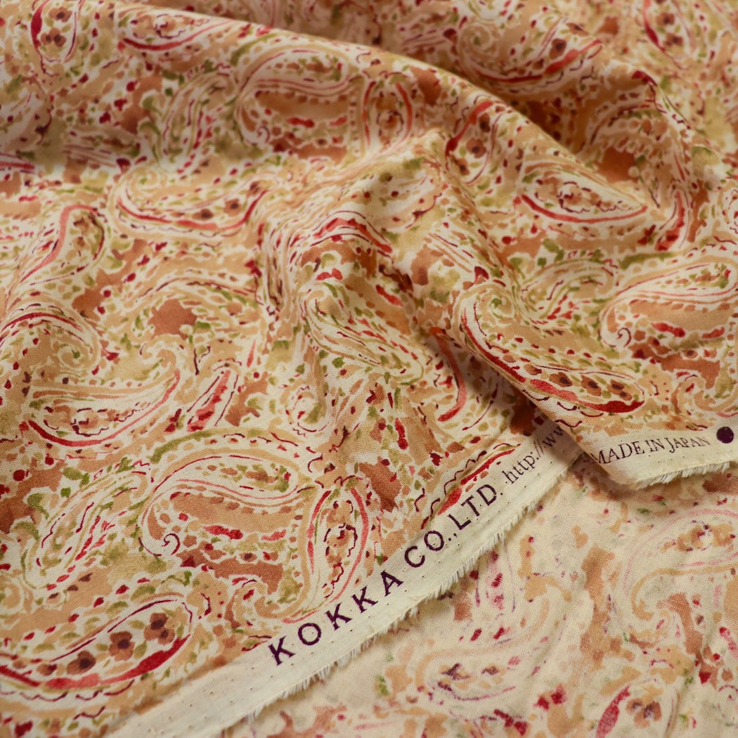 kokka paisley print linen cotton