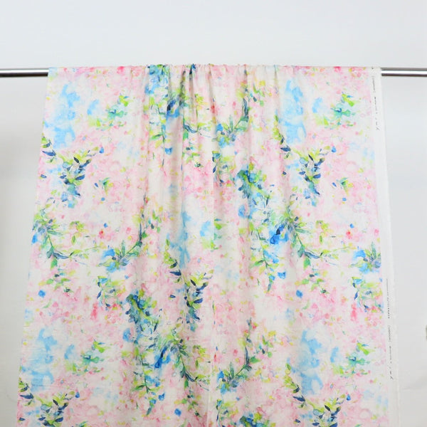 sarusuberi yui floral print cotton linen fabric kokka EGX-6410-1A