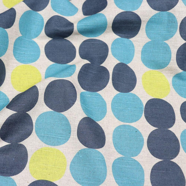 turquoise and grey dot linen by kei japan