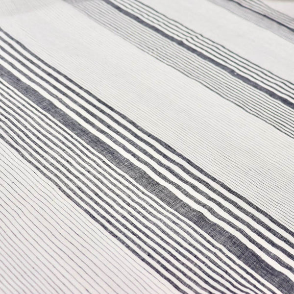 black and white striped linen eco-conscious sewing fabric by the yard