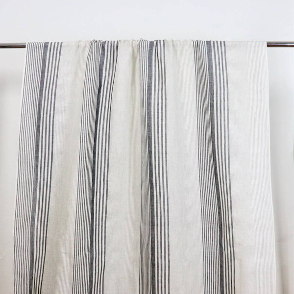 black and white striped linen eco-conscious sewing fabric by the yard