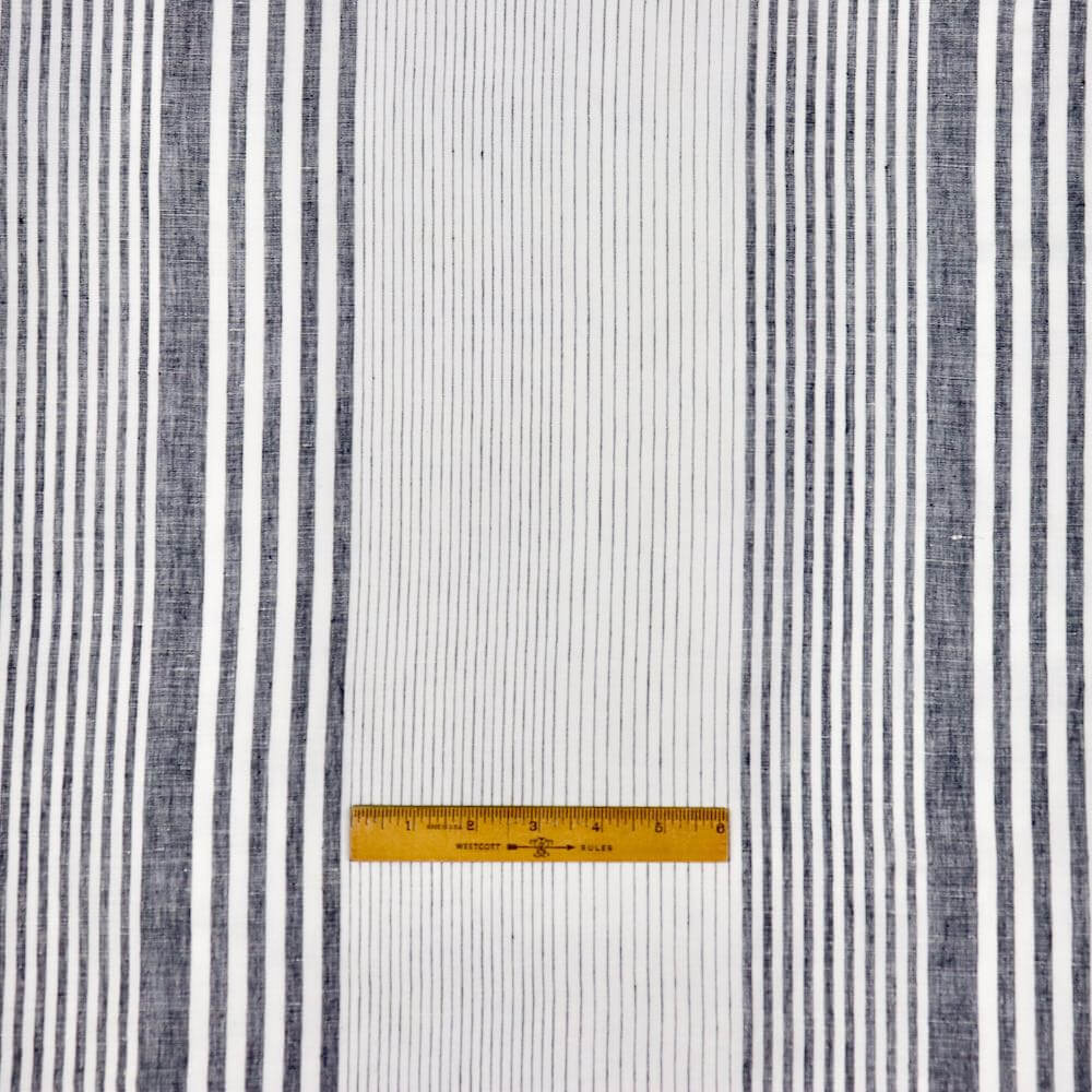 black and white striped linen eco-conscious sewing fabric by the yard