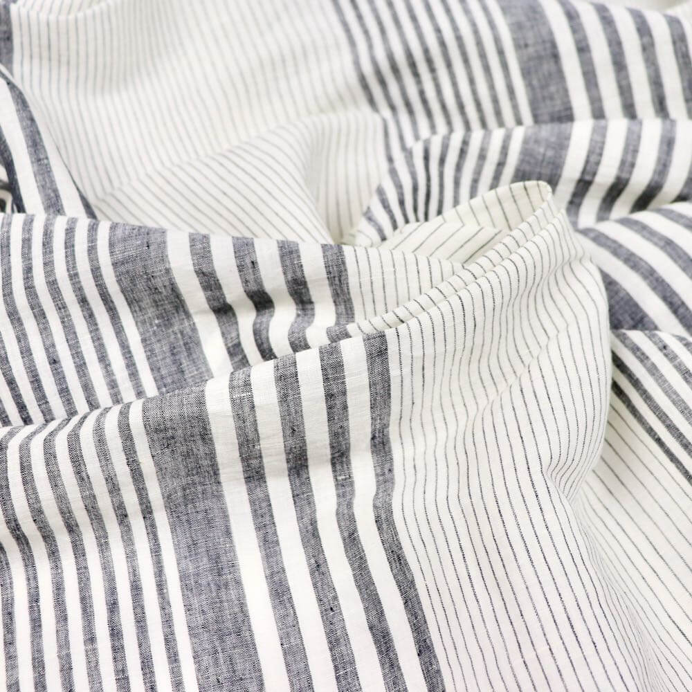 black and white striped linen eco-conscious sewing fabric by the yard