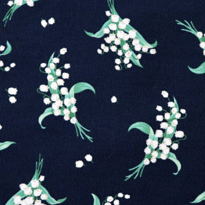 navy and white lily of the valley print Japanese fabric