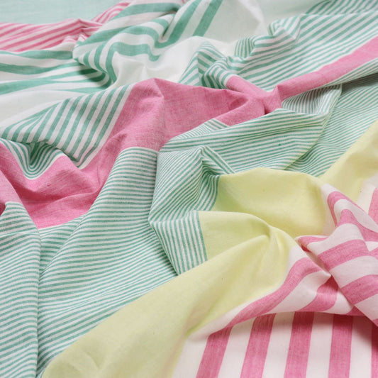 All Sorts of Stripes Handloom Cotton — Peony — 0.6 Yard Remnant