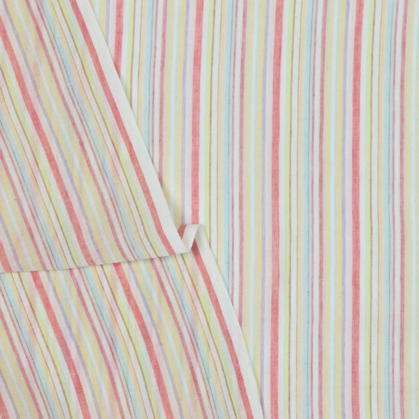 pastel stripes khadi cotton voile fabric