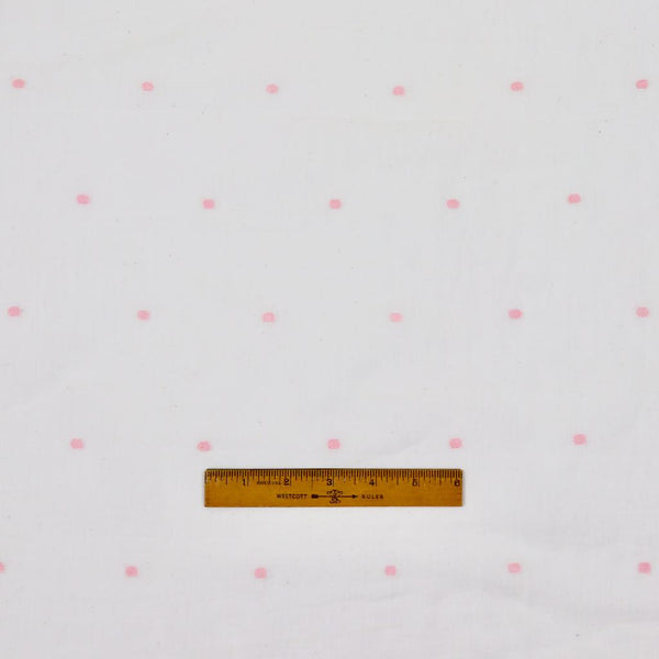 pink dots on white cotton jamdani fabric