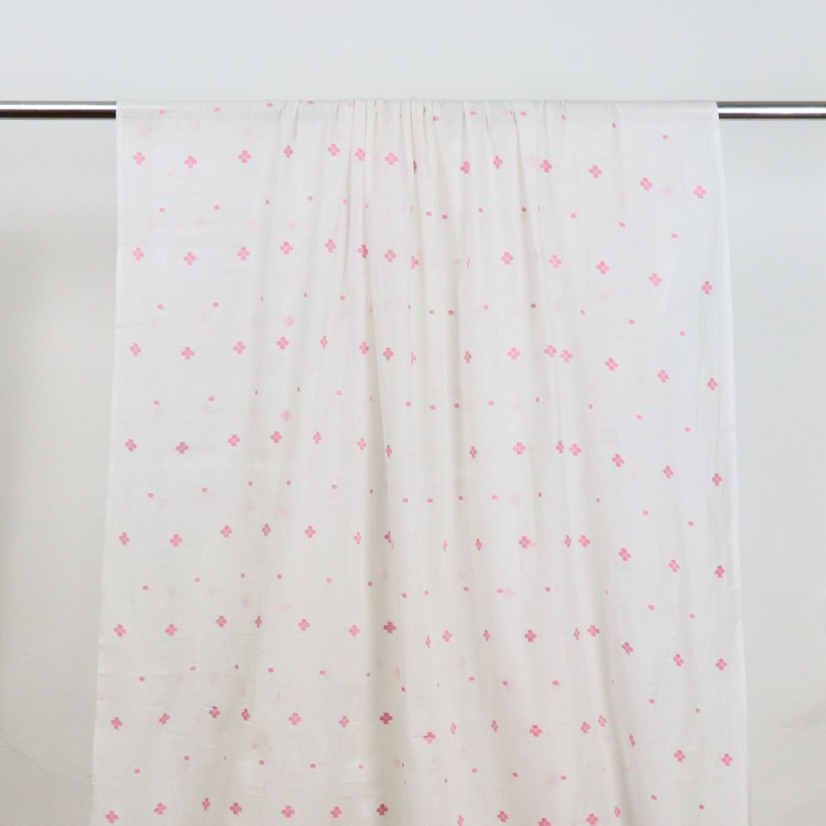 Pink Flower Jamdani Handwoven Cotton Fabric