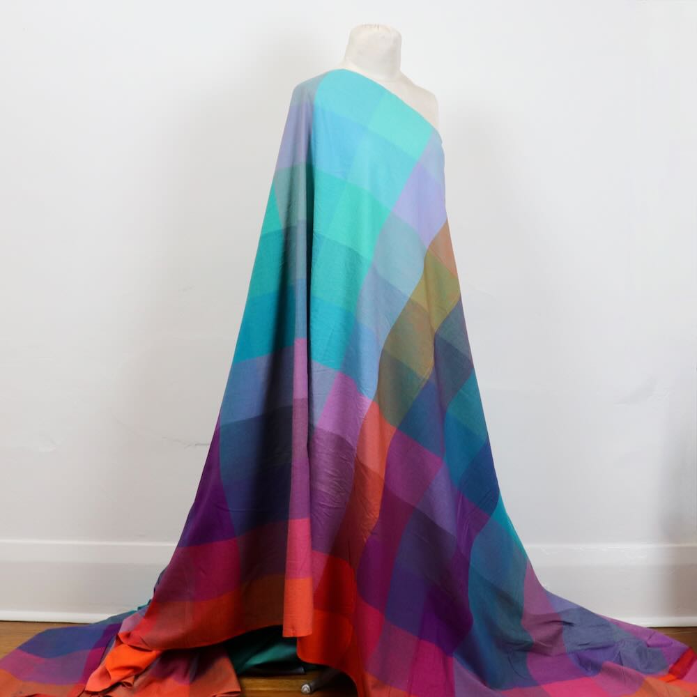 Rainbow Check Pattern Rainbow Check Handloom Cotton Fabric – Loom and Stars