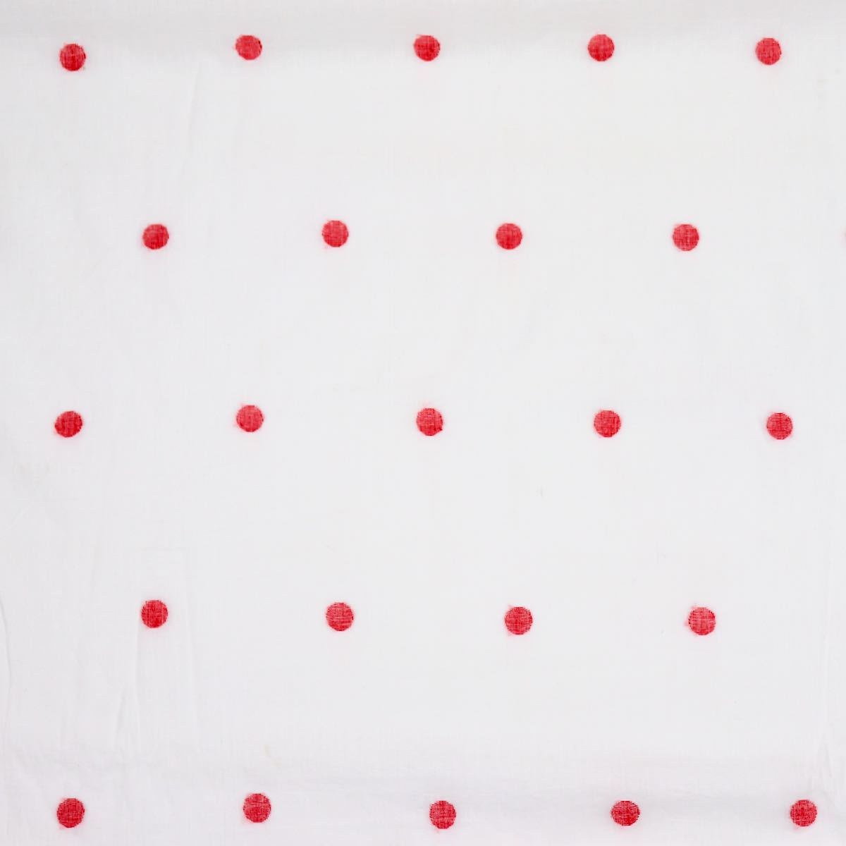 Red Polka Dots Cotton Handloom Jamdani Fabric