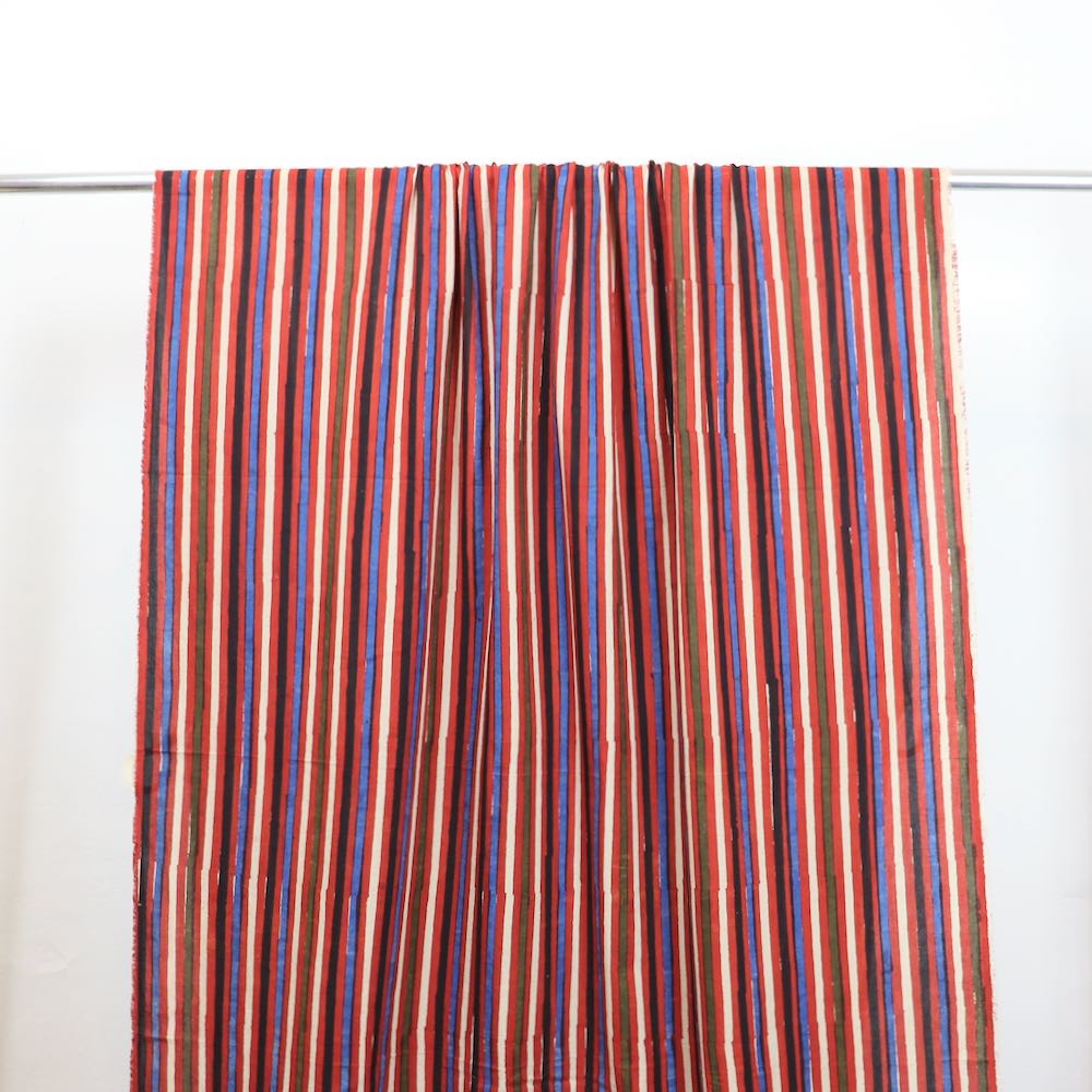 red stripes hand block print cotton shirting fabric