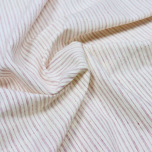 Yarn-Dyed Handwoven Stripe Khadi Cotton - Rainbow + White