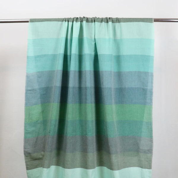 sea green hand woven cotton fabric wide stripes
