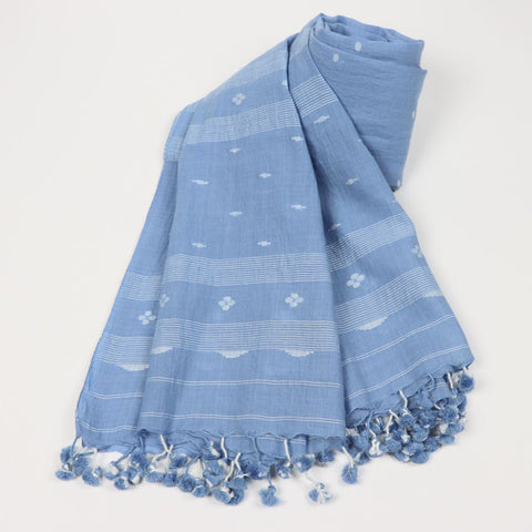sky blue slow fashion handwoven scarf