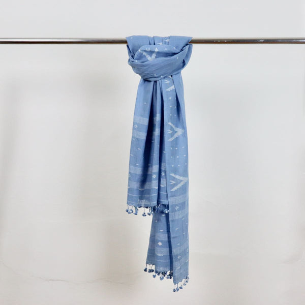sky blue slow fashion handwoven scarf