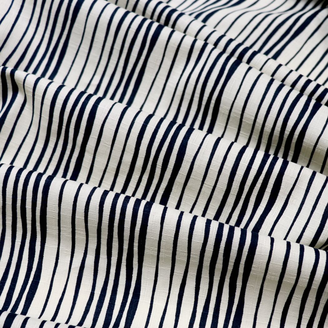 cream and white striped cotton dobby fabric from Japan