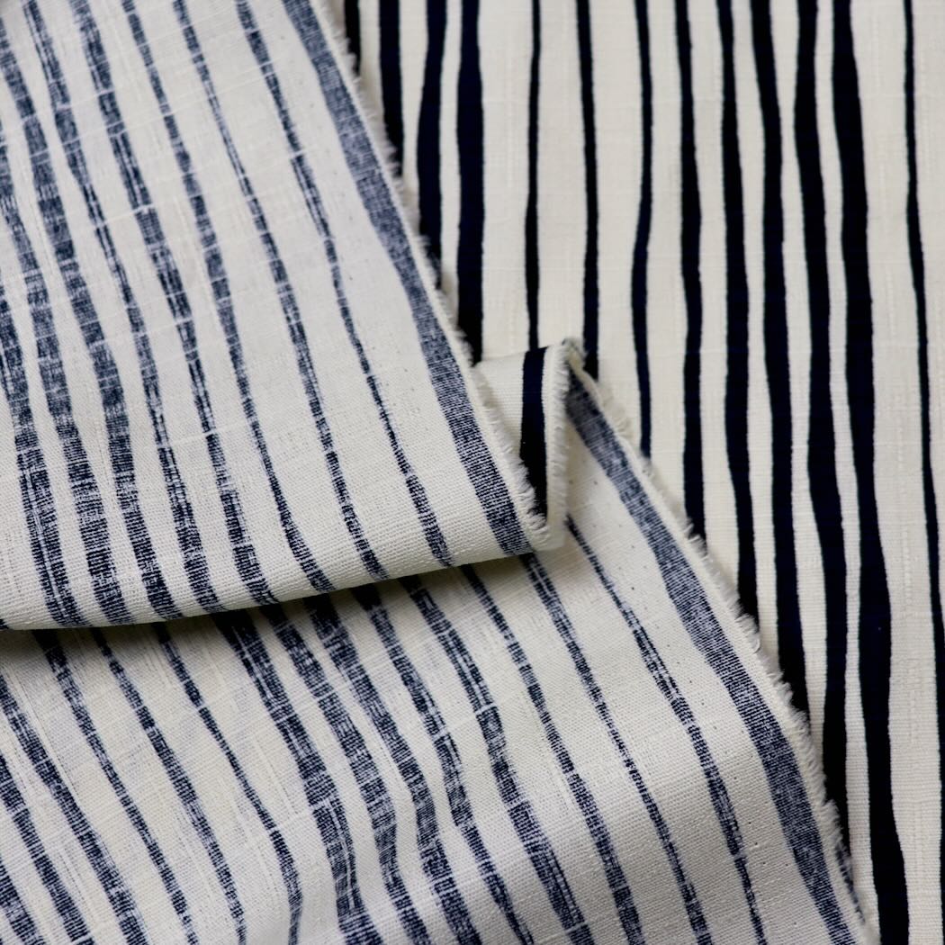 cream and white striped cotton dobby fabric from Japan