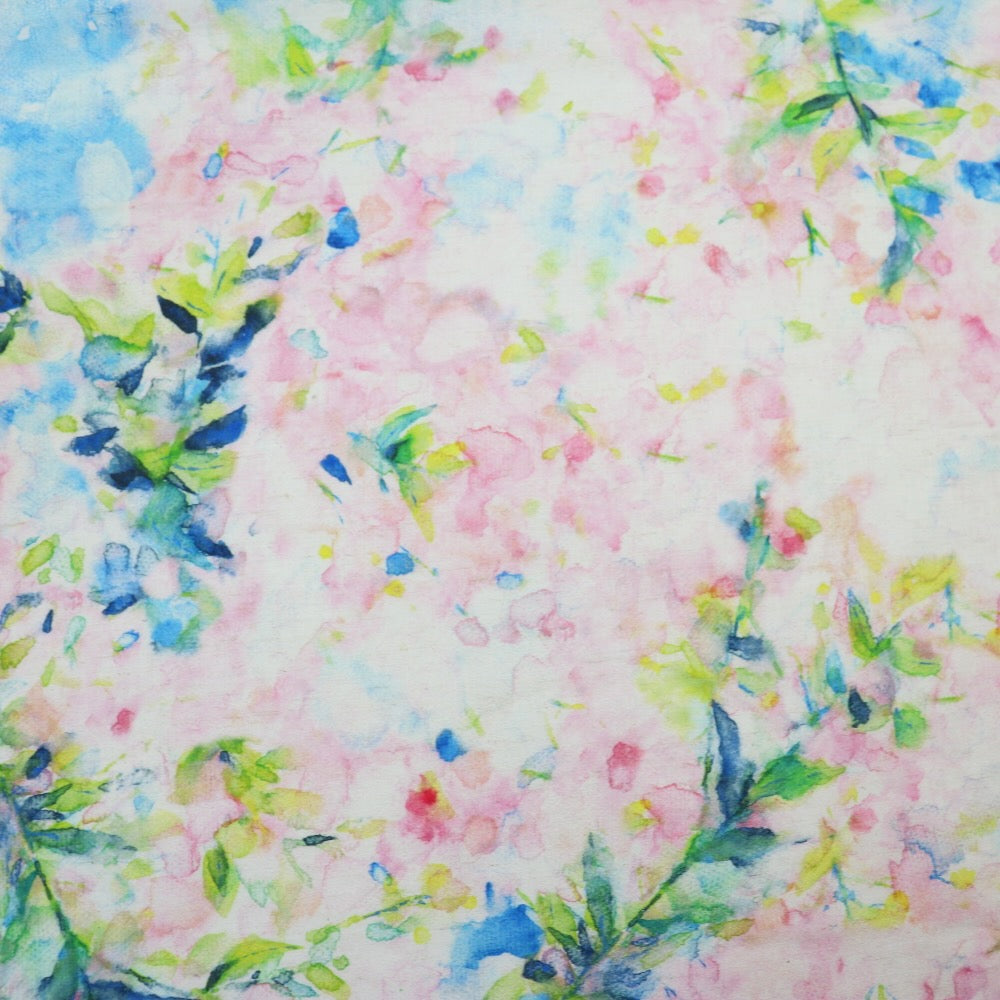 sarusuberi yui floral print cotton linen fabric kokka EGX-6410-1A