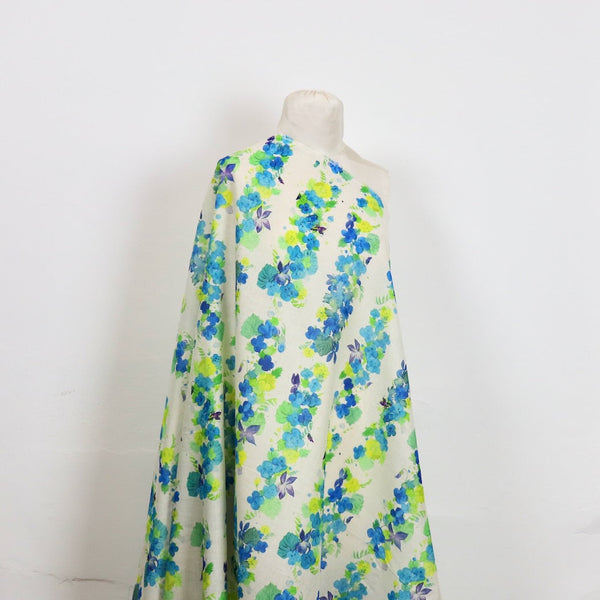 haru saku ao yui floral print cotton linen fabric kokka EGX-6408-1A